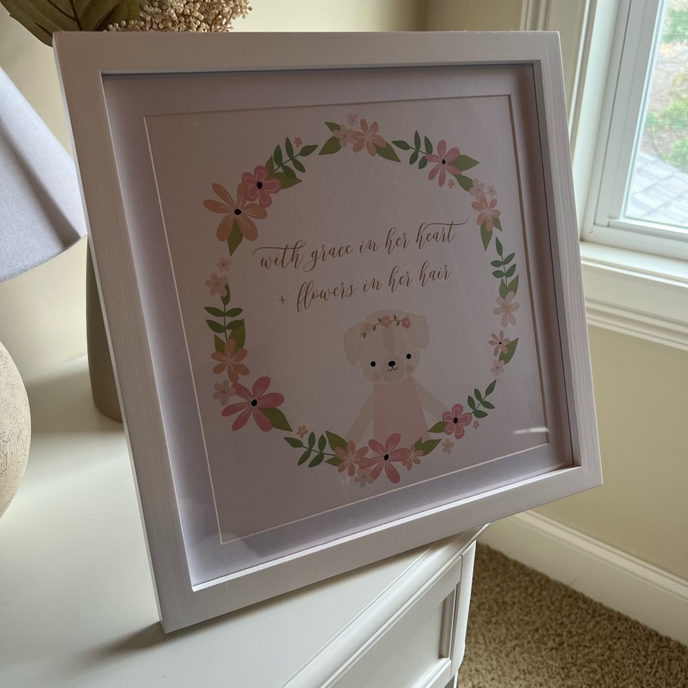 Charlotte Cuddle + Kind Framed Print White and Pink (10x10 unframed)
